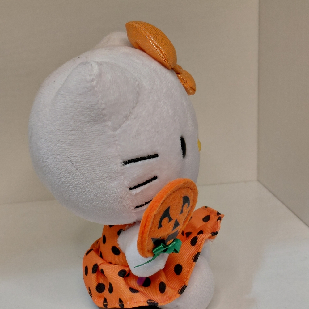 Ty Hello Kitty Plush Orange Polka Dress, Metallic Bow by Beanie Babies Company - Picture 4 of 13